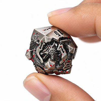 Masters Dice Dragonbound – 7-Piece Sculpted Metal Dice Set | 3D Dragon DND Dice