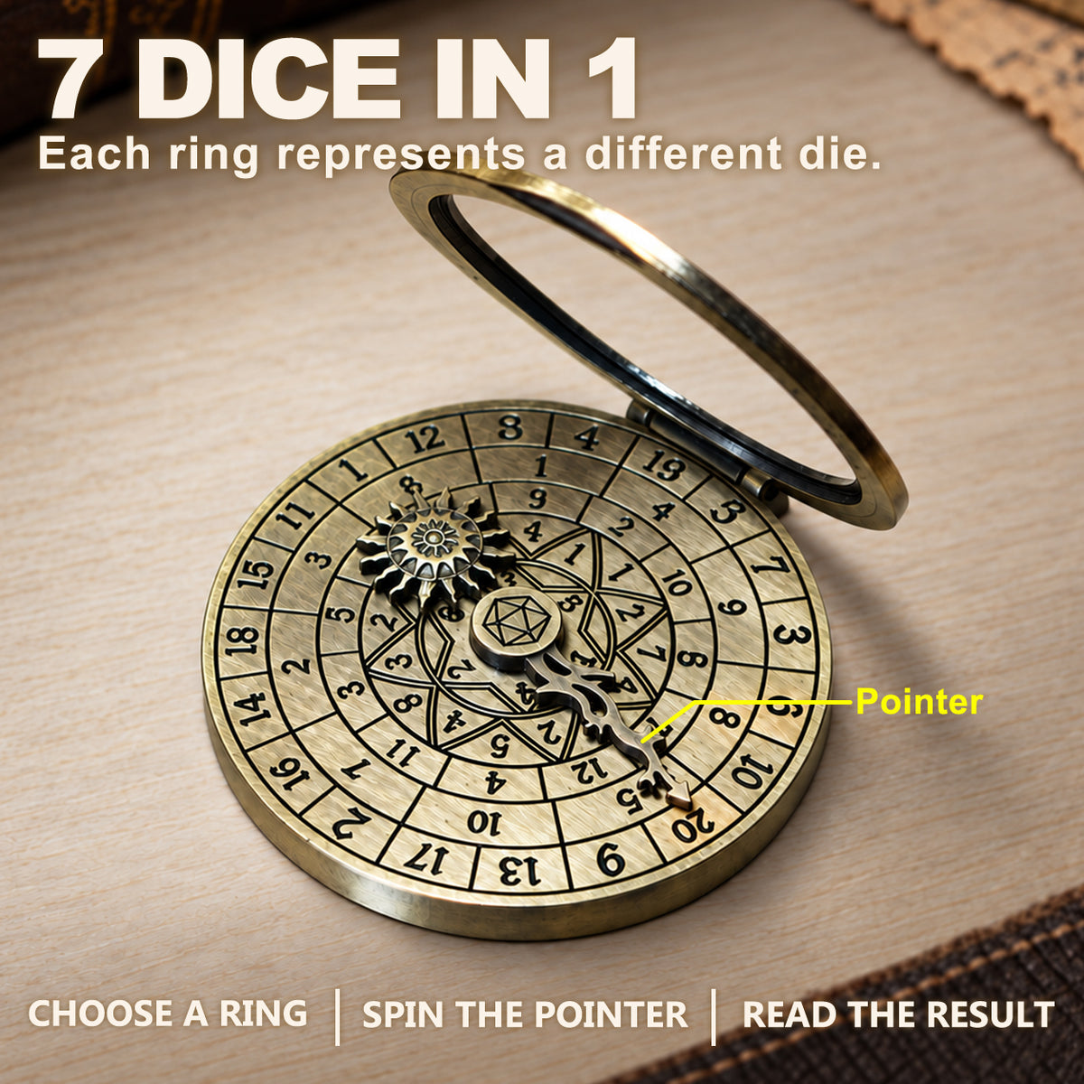 Masters Dice Nexus #001 – Arcane Orbit 7-in-1 Metal Spinner & Magnetic Phone Stand