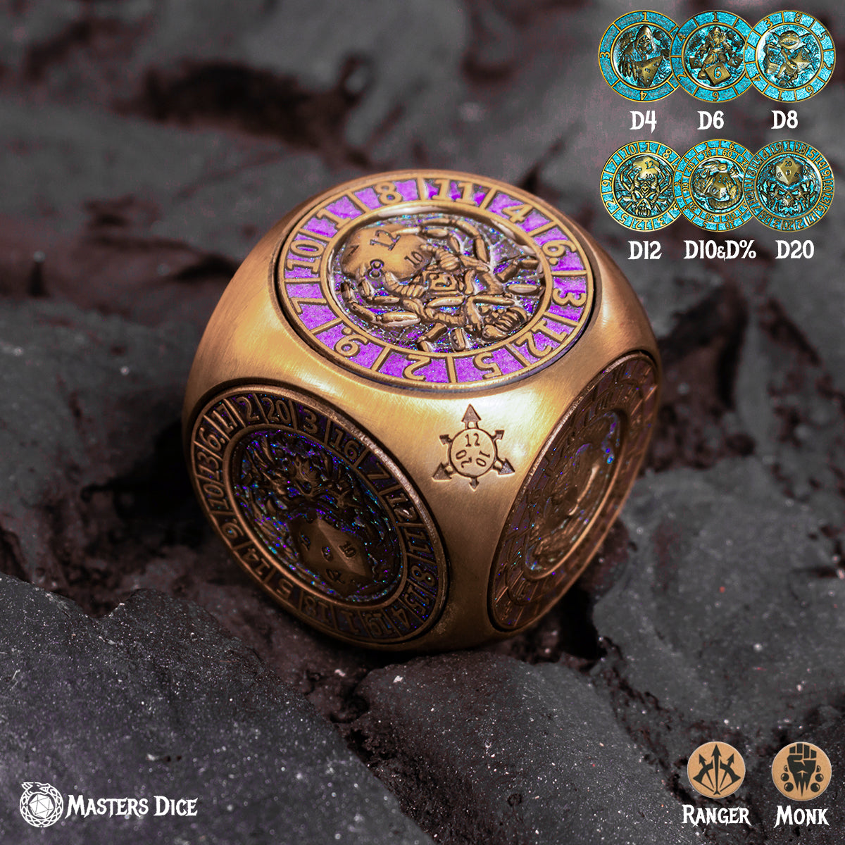 Masters Dice Relic #002 – 7-in-1 The Oracle’s Eye Cube Spinner DND Dice