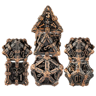 Skull Keep Gothic Relic Metal Dnd D&d Dice Set - Antique Copper