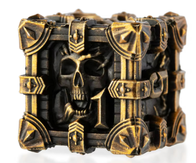 Skull Keep Gothic Relic Metal Dnd D&d Dice Set - Antique Gold