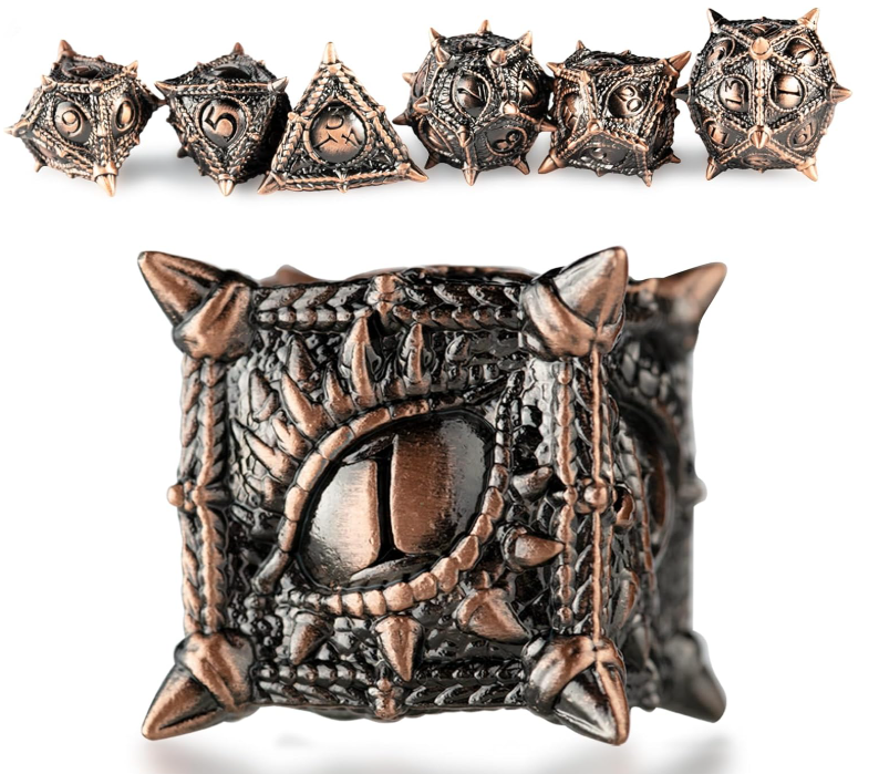 Dragon Eye Draconic Relic Metal Dnd D&d Dice Set - Antique Copper