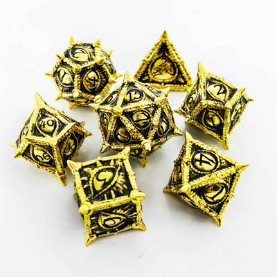 Dragon Eye Draconic Relic Metal Dnd D&d Dice Set - Gold Black
