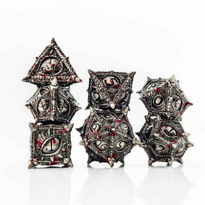 Dragon Eye Draconic Relic Metal Dnd D&d Dice Set - Silver Blood