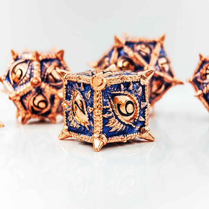 Dragon Eye Draconic Relic Metal Dnd D&d Dice Set - Red Copper Sapphire