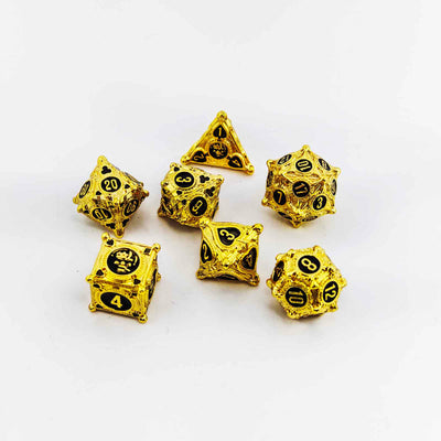 Gambler’s Sigil Playing Card Metal Dnd D&d Dice Set - Gold Black