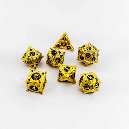 Gambler’s Sigil Playing Card Metal Dnd D&d Dice Set - Gold Black