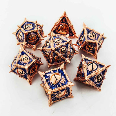 Dragon Eye Draconic Relic Metal Dnd D&d Dice Set - Red Copper Sapphire