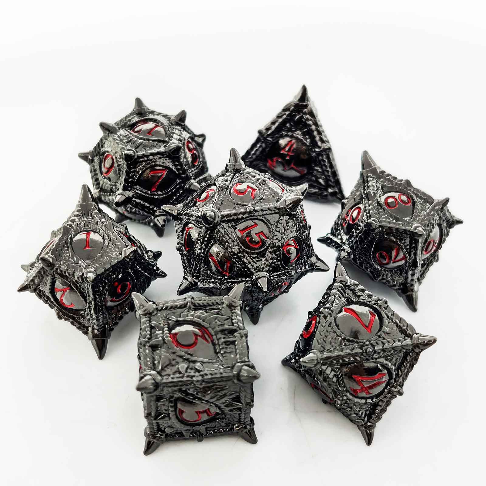 Dragon Eye Draconic Relic Metal Dnd D&d Dice Set - Black Nickel Red