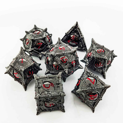 Dragon Eye Draconic Relic Metal Dnd D&d Dice Set - Black Nickel Red