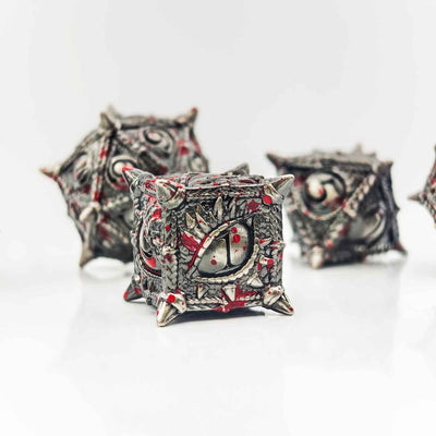 Dragon Eye Draconic Relic Metal Dnd D&d Dice Set - Silver Blood
