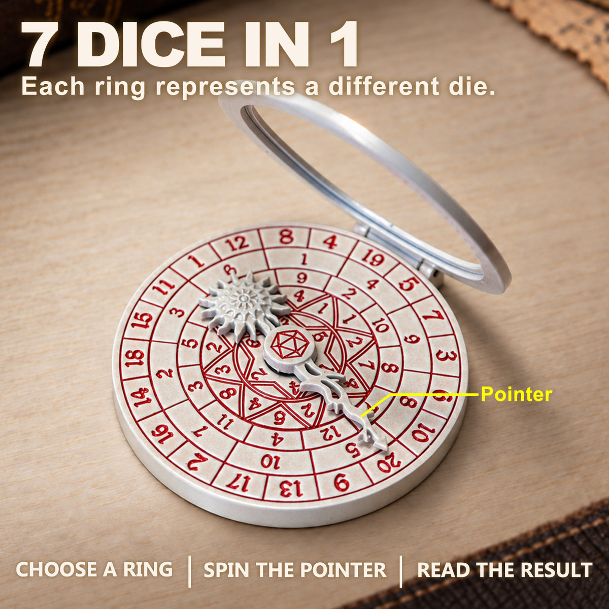 Masters Dice Nexus #001 – Arcane Orbit 7-in-1 Metal Spinner & Magnetic Phone Stand