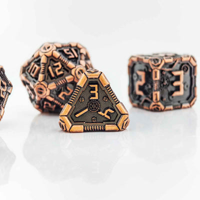 Clockwork Gear Core Metal Dnd D&d Dice Set - Antique Copper