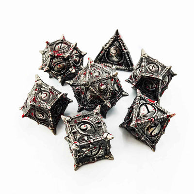Dragon Eye Draconic Relic Metal Dnd D&d Dice Set - Silver Blood