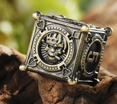 Gambler’s Sigil Playing Card Metal Dnd D&d Dice Set - Antique Bronze