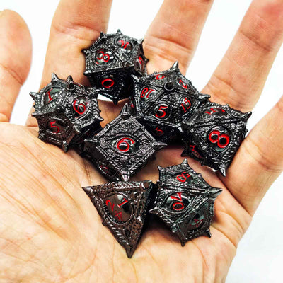 Dragon Eye Draconic Relic Metal Dnd D&d Dice Set - Black Nickel Red
