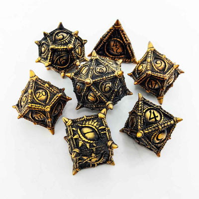 Dragon Eye Draconic Relic Metal Dnd D&d Dice Set - Antique Gold