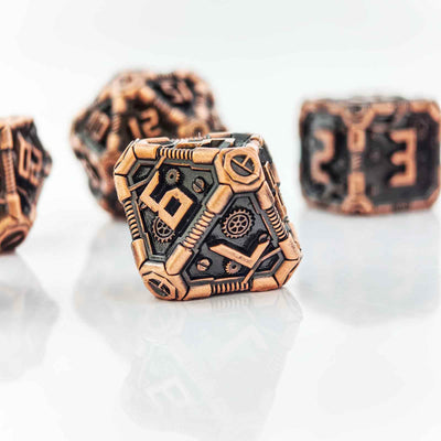 Clockwork Gear Core Metal Dnd D&d Dice Set - Antique Copper