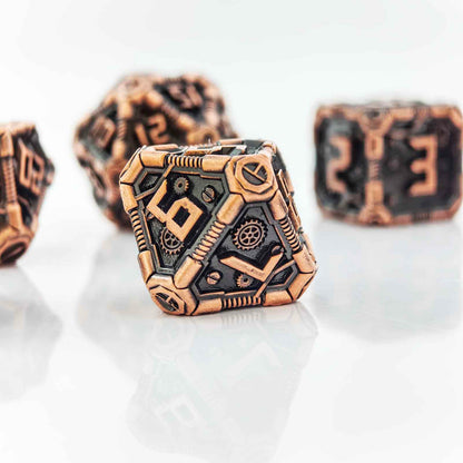 Clockwork Gear Core Metal Dnd D&d Dice Set - Antique Copper