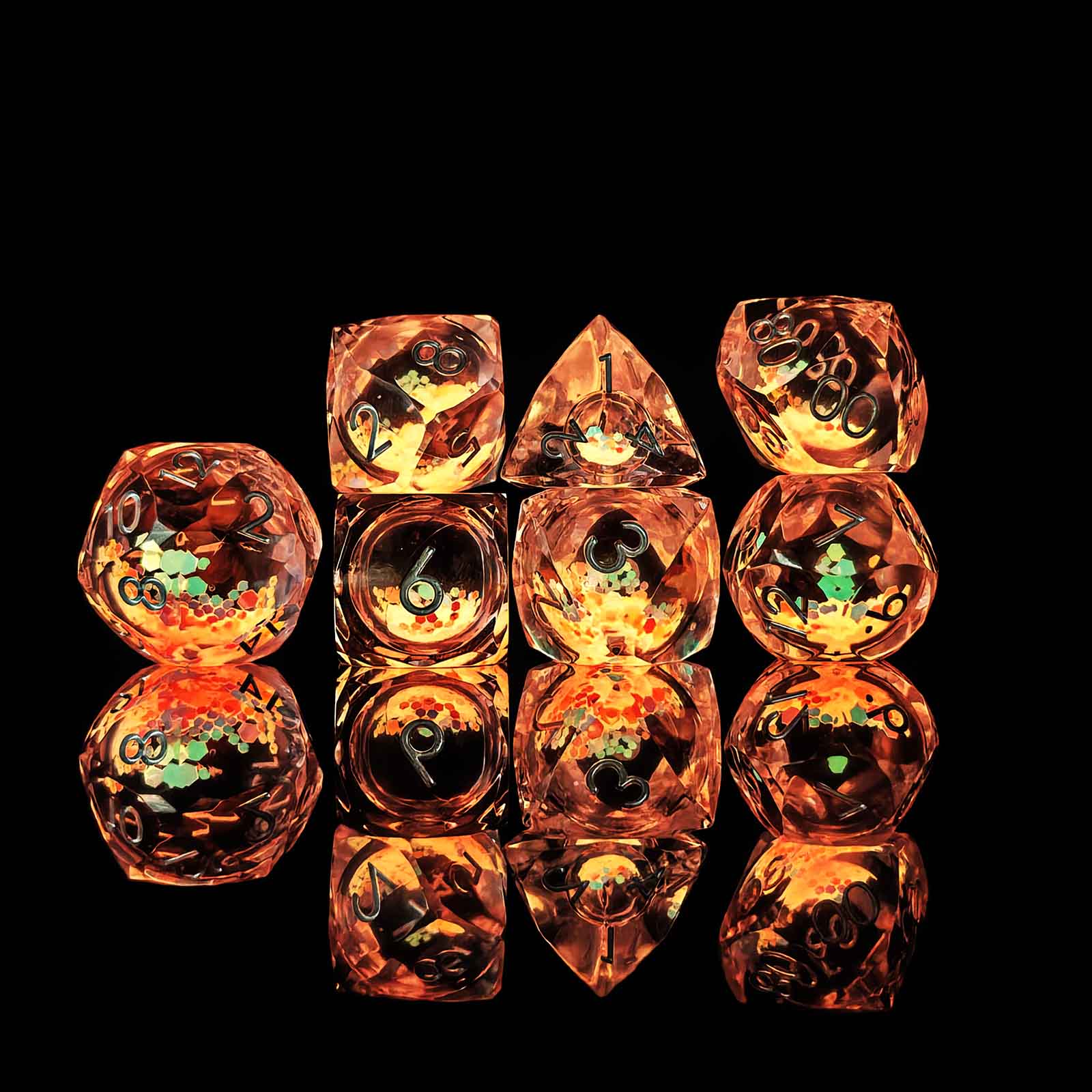 Prismatic Starfall Glitter Liquid Core Resin Dnd D&D Dice Set - Rose Pink