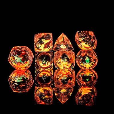 Prismatic Starfall Glitter Liquid Core Resin Dnd D&D Dice Set - Rose Pink