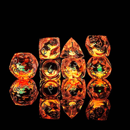 Prismatic Starfall Glitter Liquid Core Resin Dnd D&D Dice Set - Rose Pink