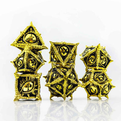 Dragon Eye Draconic Relic Metal Dnd D&d Dice Set - Gold Black