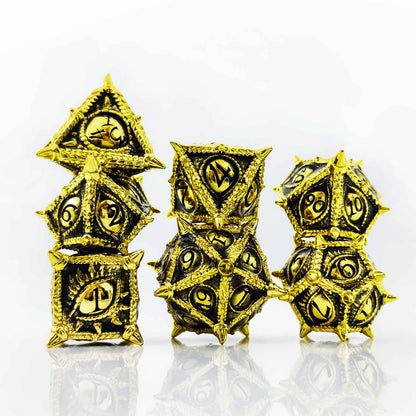 Dragon Eye Draconic Relic Metal Dnd D&d Dice Set - Gold Black