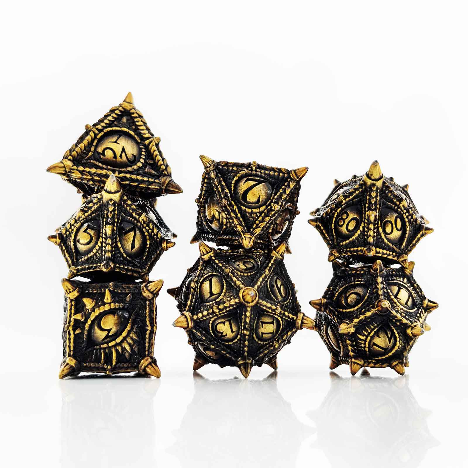 Dragon Eye Draconic Relic Metal Dnd D&d Dice Set - Antique Gold