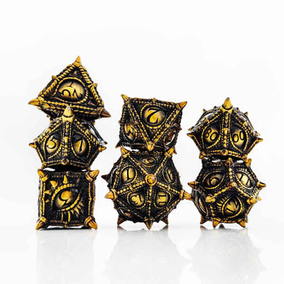 Dragon Eye Draconic Relic Metal Dnd D&d Dice Set - Antique Gold