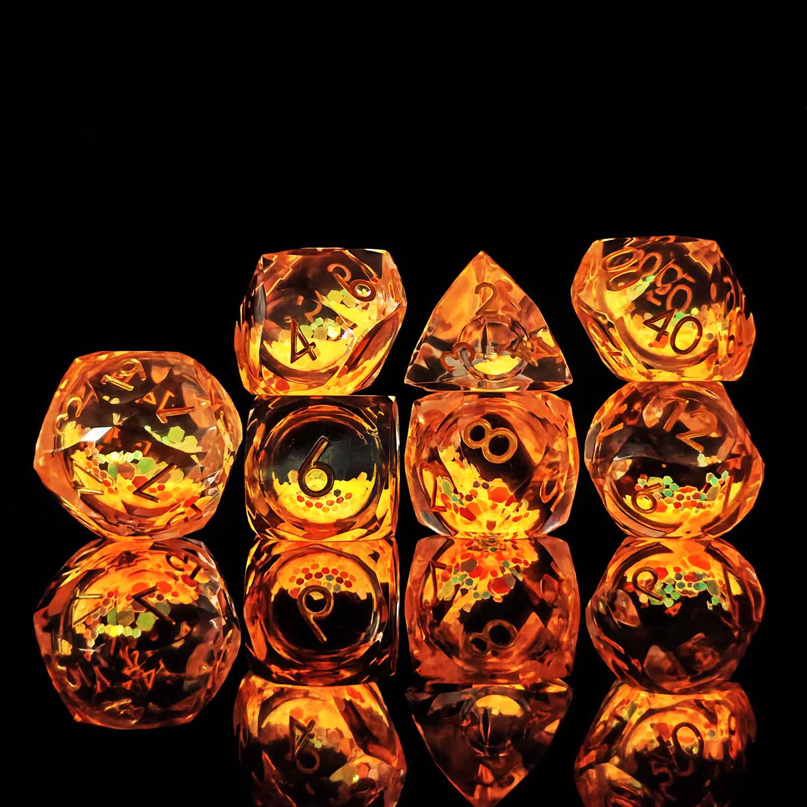 Glowpaw Prism Cat Liquid Core Resin Dnd D&D Dice Set - Blush Pink