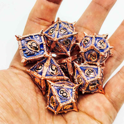 Dragon Eye Draconic Relic Metal Dnd D&d Dice Set - Red Copper Sapphire