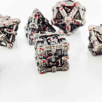 Skull Keep Gothic Relic Metal Dnd D&d Dice Set - Silver Blood