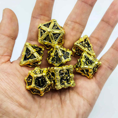 Skull Keep Gothic Relic Metal Dnd D&d Dice Set - Gold Black
