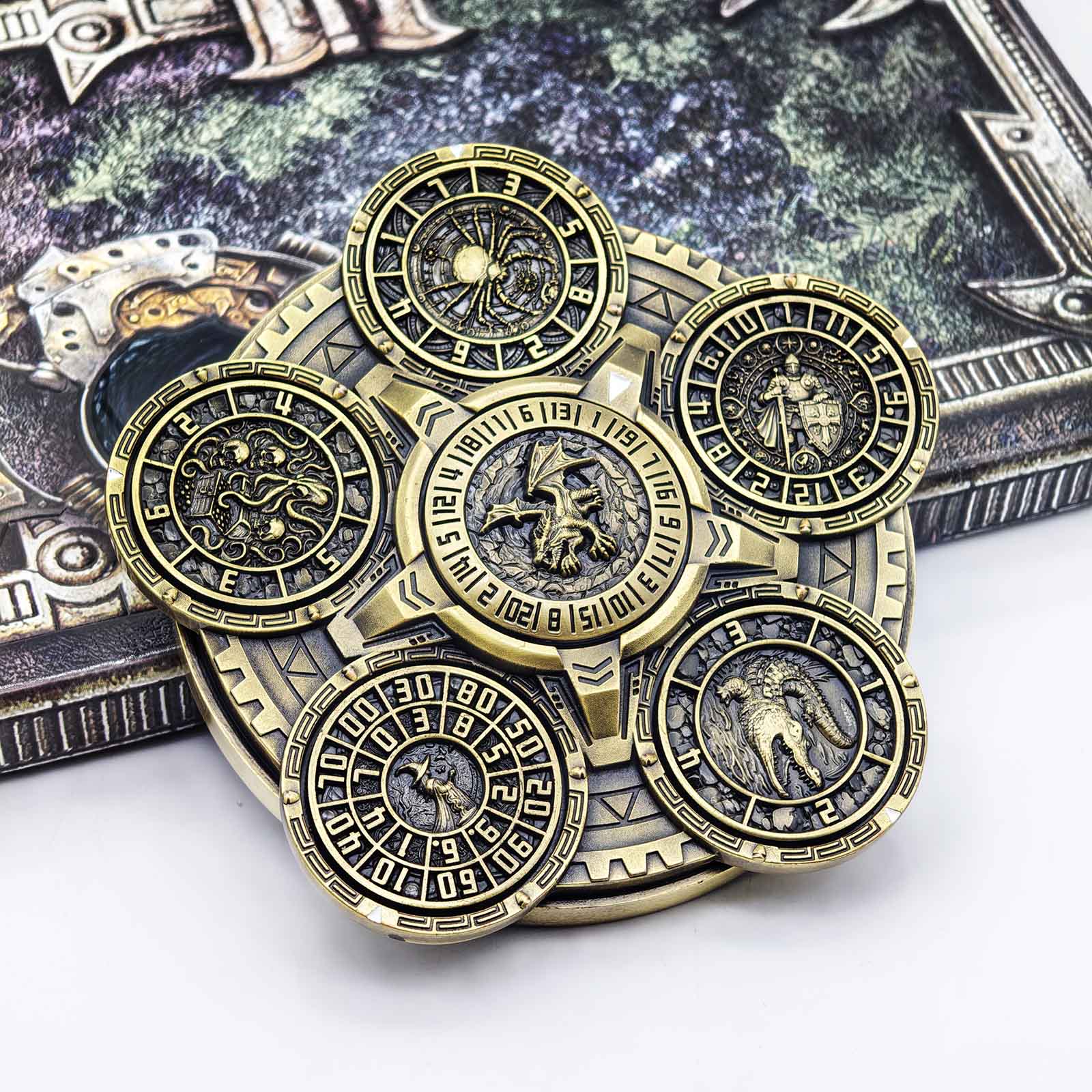 Masters Dice Sigil #001 - The Array | 7-in-1 Planetary Spinner DND Dice