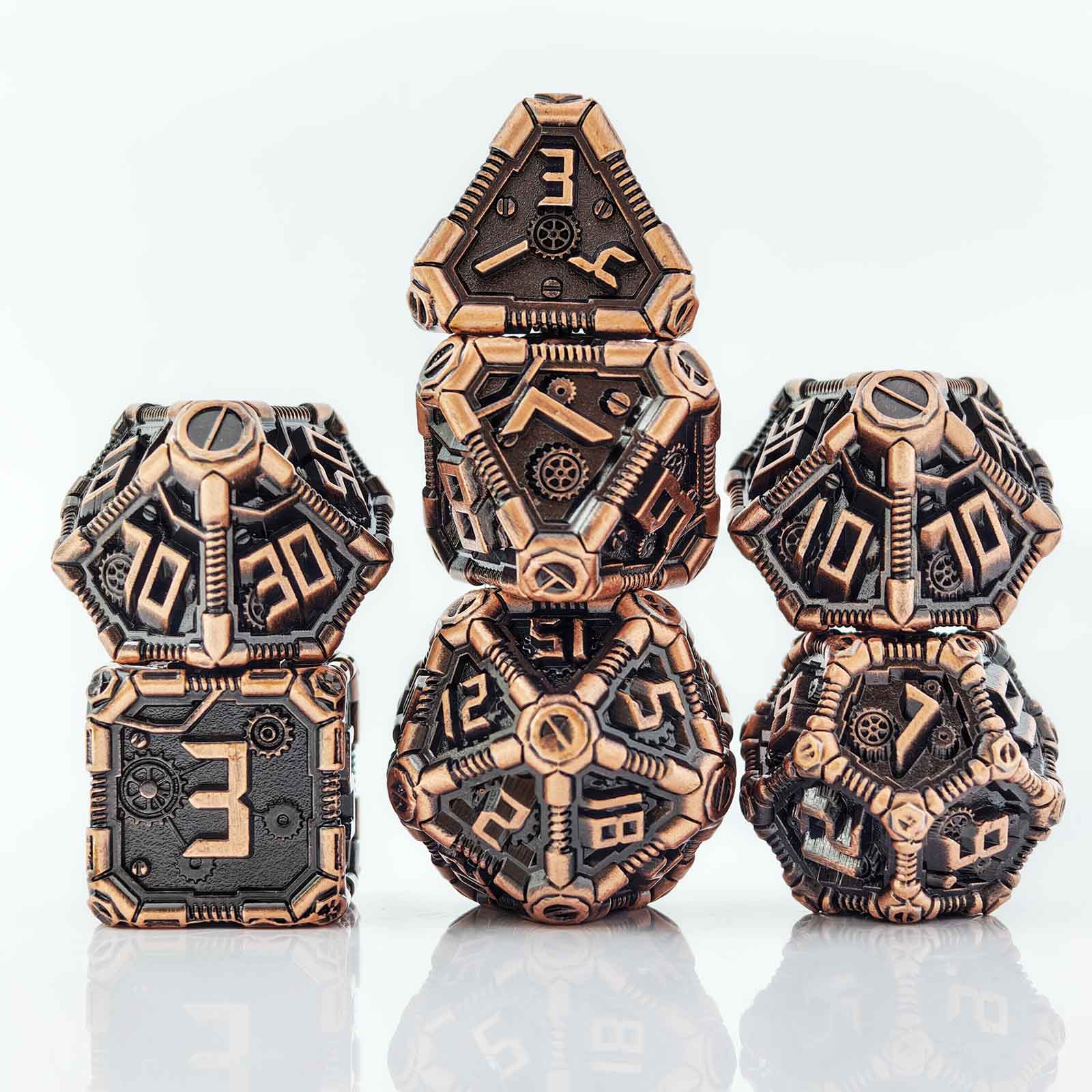 Clockwork Gear Core Metal Dnd D&d Dice Set - Antique Copper