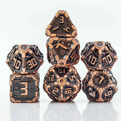Clockwork Gear Core Metal Dnd D&d Dice Set - Antique Copper