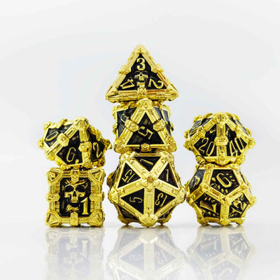 Skull Keep Gothic Relic Metal Dnd D&d Dice Set - Gold Black