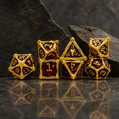 Dragon Crest Ancient Wyrm Metal Dnd D&d Dice Set