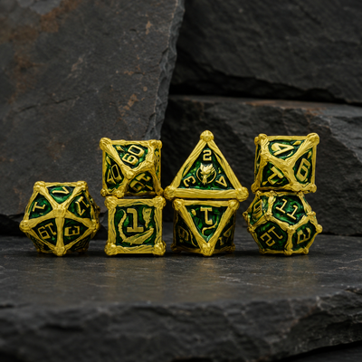 Dragon Crest Ancient Wyrm Metal Dnd D&d Dice Set