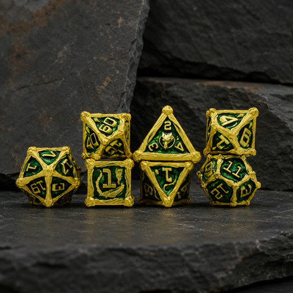 Dragon Crest Ancient Wyrm Metal Dnd D&d Dice Set