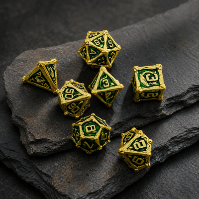 Dragon Crest Ancient Wyrm Metal Dnd D&d Dice Set
