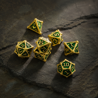 Dragon Crest Ancient Wyrm Metal Dnd D&d Dice Set
