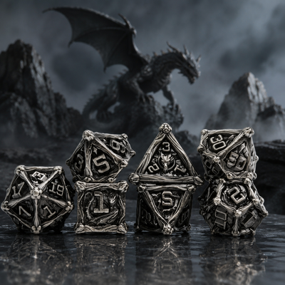 Dragon Crest Ancient Wyrm Metal Dnd D&d Dice Set
