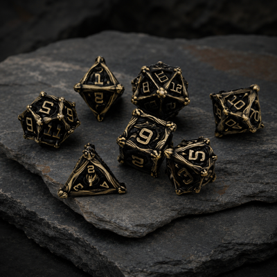 Dragon Crest Ancient Wyrm Metal Dnd D&d Dice Set