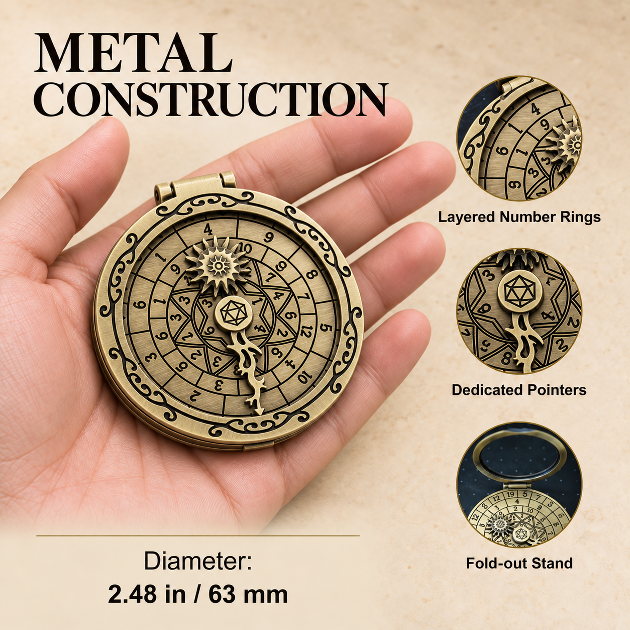 Masters Dice Nexus #001 – Arcane Orbit 7-in-1 Metal Spinner & Magnetic Phone Stand