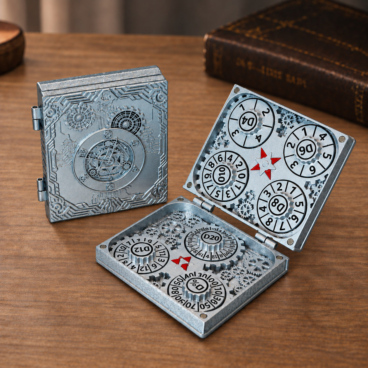 Masters Dice Codex #001 – Spellbook | 7-in-1 Pocket Spinner DND Dice Set
