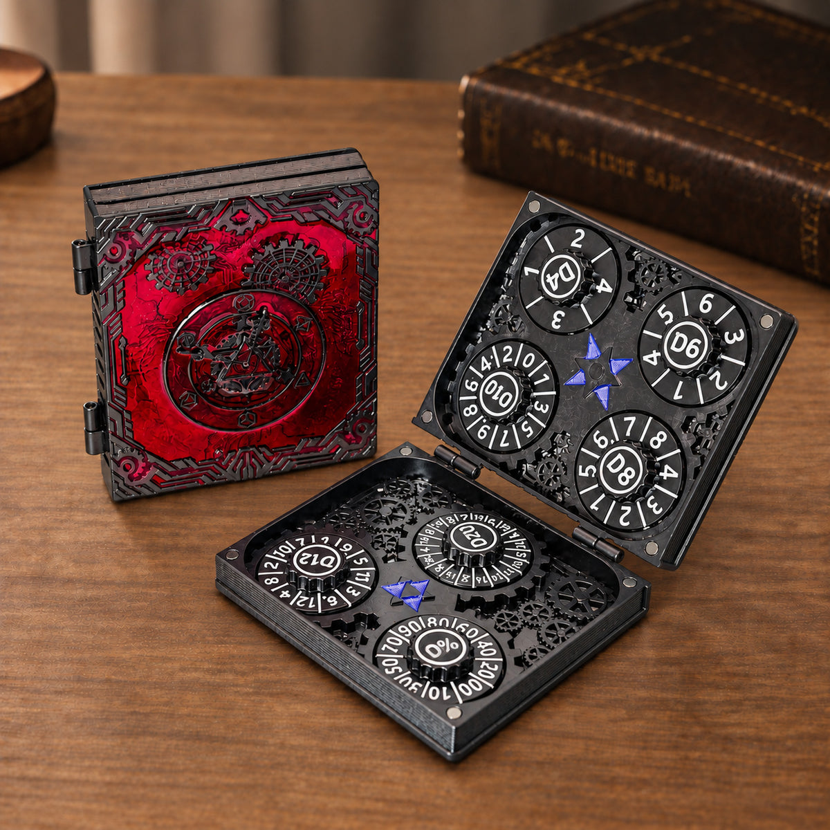 Masters Dice Codex #001 – Spellbook | 7-in-1 Pocket Spinner DND Dice Set