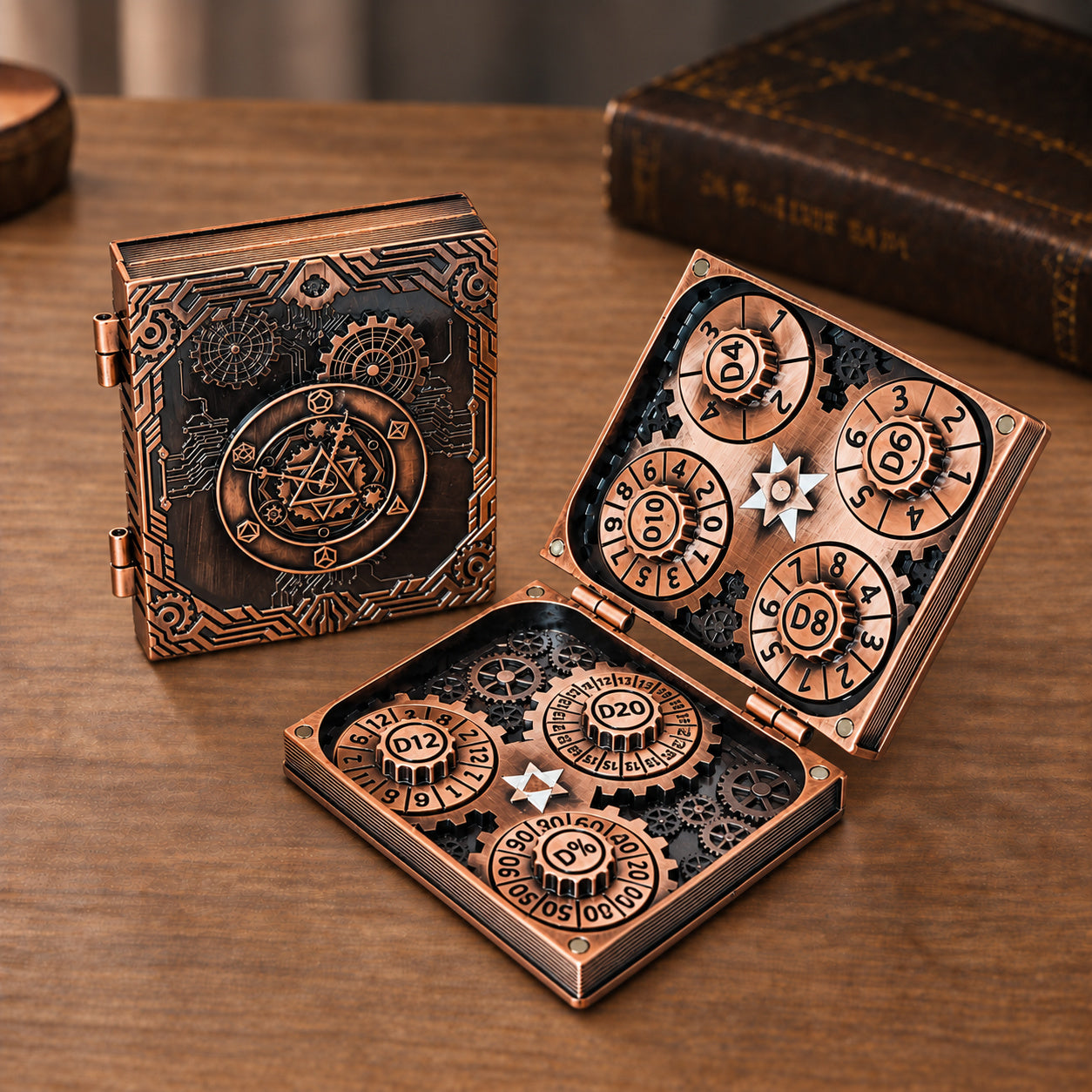 Masters Dice Codex #001 – Spellbook | 7-in-1 Pocket Spinner DND Dice Set
