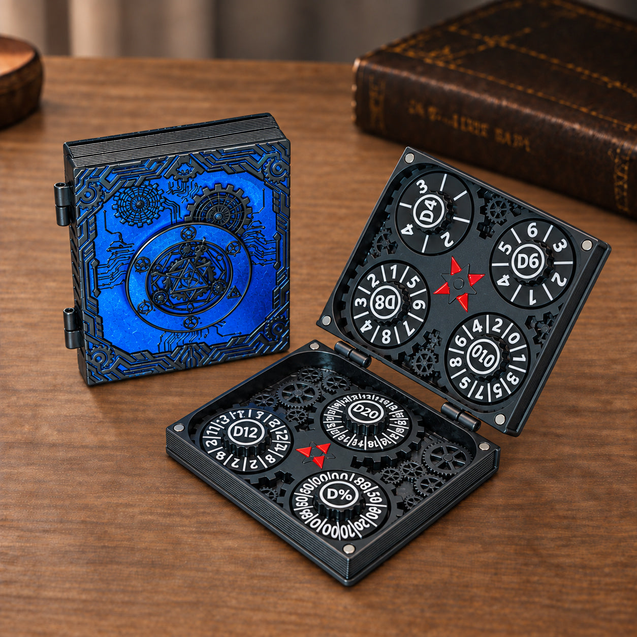 Masters Dice Codex #001 – Spellbook | 7-in-1 Pocket Spinner DND Dice Set